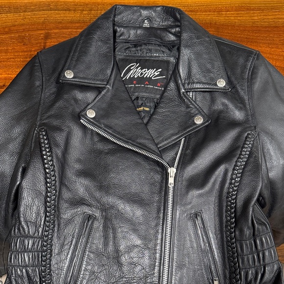 Chrome Gear Vintage Women's Black Leather Women's Jacket 3M Thinsulate XL - Picture 8 of 16